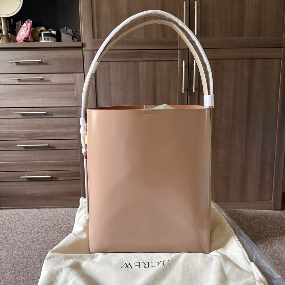 NWT J. Crew Edie Bucket Bag in Italian Leather, Light Portabella
